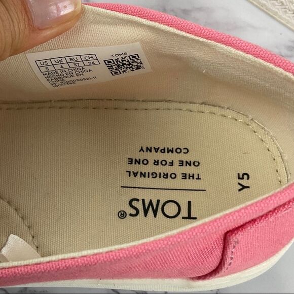 Toms Pink Bubble Gum Canvas Belmont Alpargata Slip On Shoes Youth 5 NWOB - Picture 7 of 8